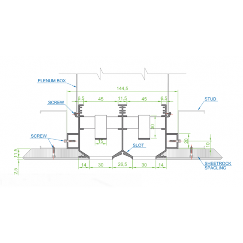 Двухщелевой диффузор скрытого монтажа RITECH HS4D100