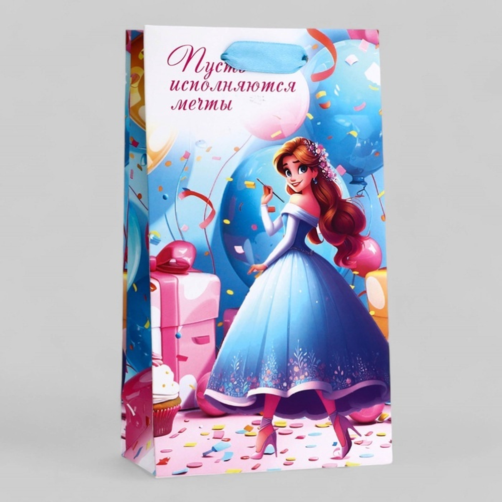 Пакет подарочный Принцесса,13×23×7 см