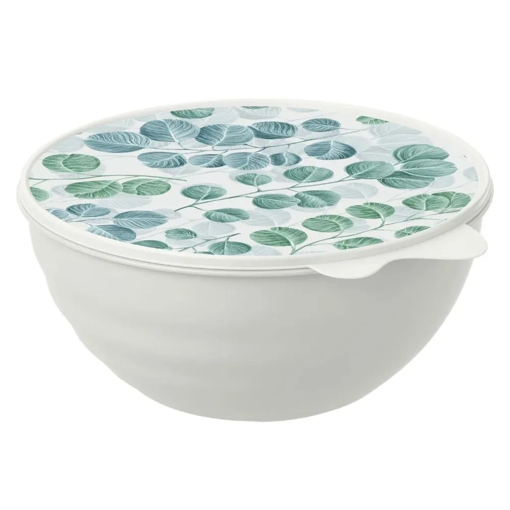 Миска с крышкой с декором, 3,7л, Wave, светло-серый (комплект 6 шт)