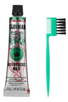 Clubman Moustache Wax Neutral Воск для укладки и подкрашивания бороды с щеточкой (прозрачный), 15 мл