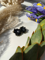 Клипсы "Цветы" ручной работы из бисера с камнем камнем агат и кристаллами Swarovski