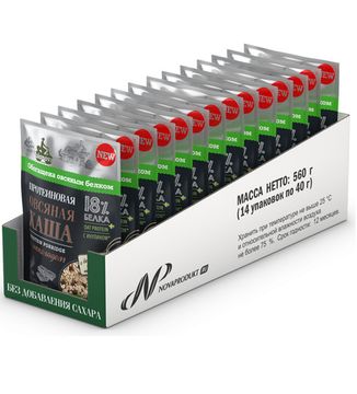 Протеиновая каша быстрого приготовления "Bionova"  овсяная с шоколадом, 40г. (шоубоксами по 14шт)