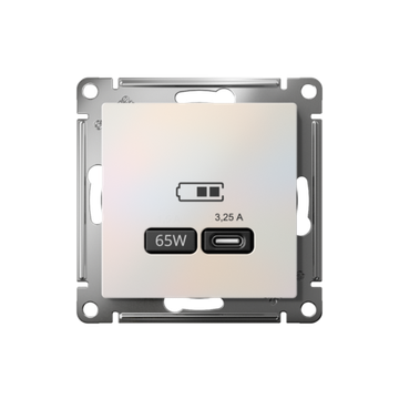 Розетка USB AtlasDesign тип C 65Вт QC PD высокоскор. ЗУ механизм жемчуж. SE ATN000427