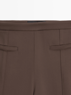 Massimo Dutti Расклешенные брюки с карманом, коричневый