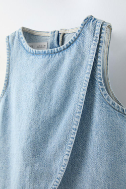 ZARA ДЖИНСОВЫЙ ТОП БЕЗ РУКАВОВ, СИНИЙ