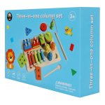 Развивающая игрушка 3 в 1 деревянная (сортер, металлофон, рыбалка с пчелками), коробка C-41637