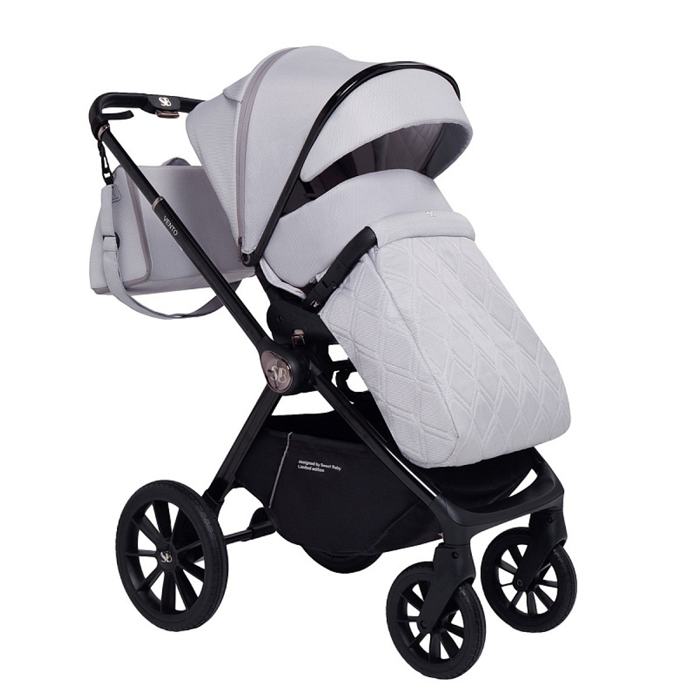 Детская коляска Sweet Baby Vento Black 3 в 1 Grey