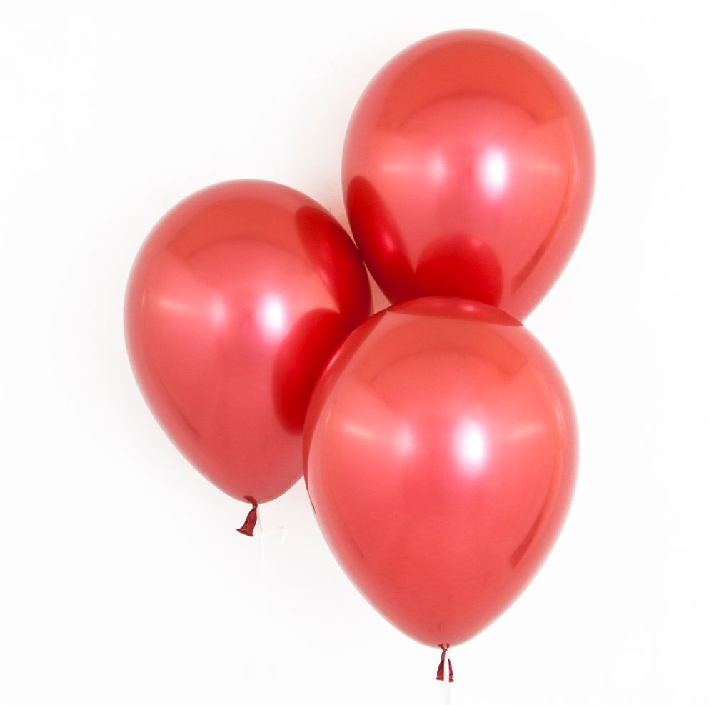 Шар (12''/30 см) Reflex, Зеркальный блеск, Красный (915), хром, 12 шт.