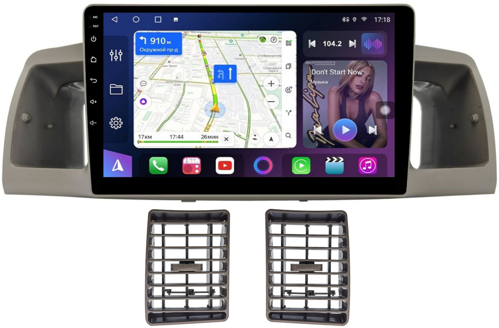 Магнитола для Toyota Corolla 120 2000-2007 (рамка бежевая с воздуховодами) - FarCar BM9648BR на Android 13, QLED, TS10, 4Гб+32Гб, CarPlay, 4G SIM-слот