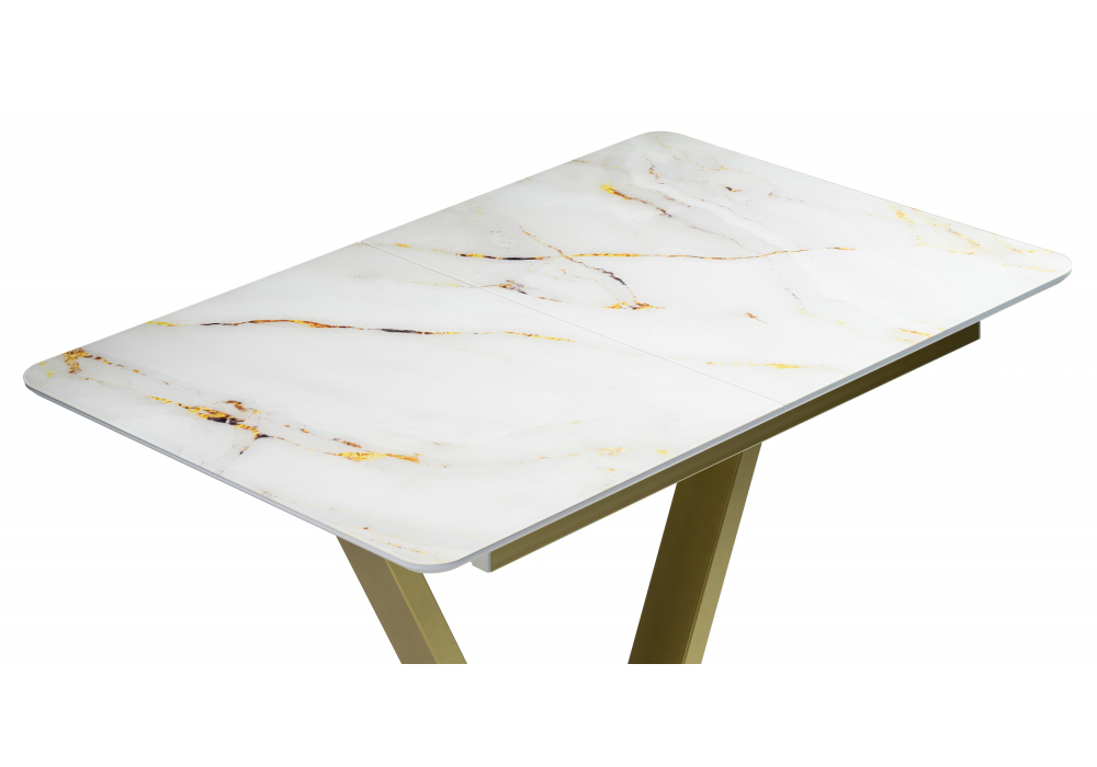 Стол стеклянный Woodville Бугун белый, золото