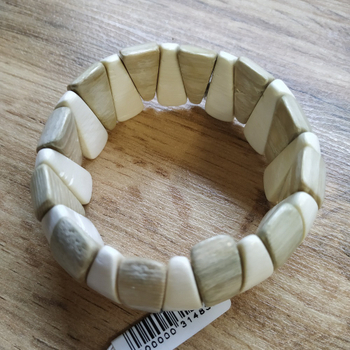 Браслет Заборчик, дерево, цвет бежевый, молочный, ширина 27 мм