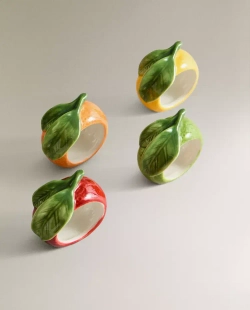 ZARA HOME КЕРАМИЧЕСКИЕ КОЛЬЦА ДЛЯ САЛФЕТОК (НАБОР ИЗ 4 ШТ.), ЖЕЛТЫЙ