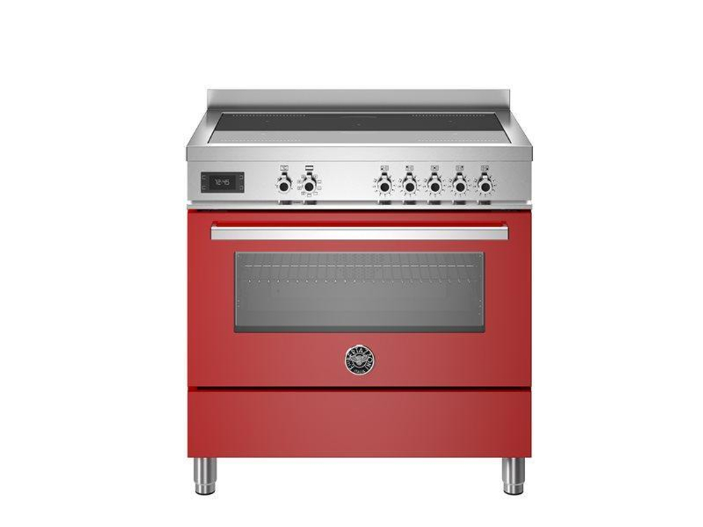 Варочный центр Bertazzoni, 5 индукционных зон, многофункциональный электрический шкаф, 90 см Красный глянец