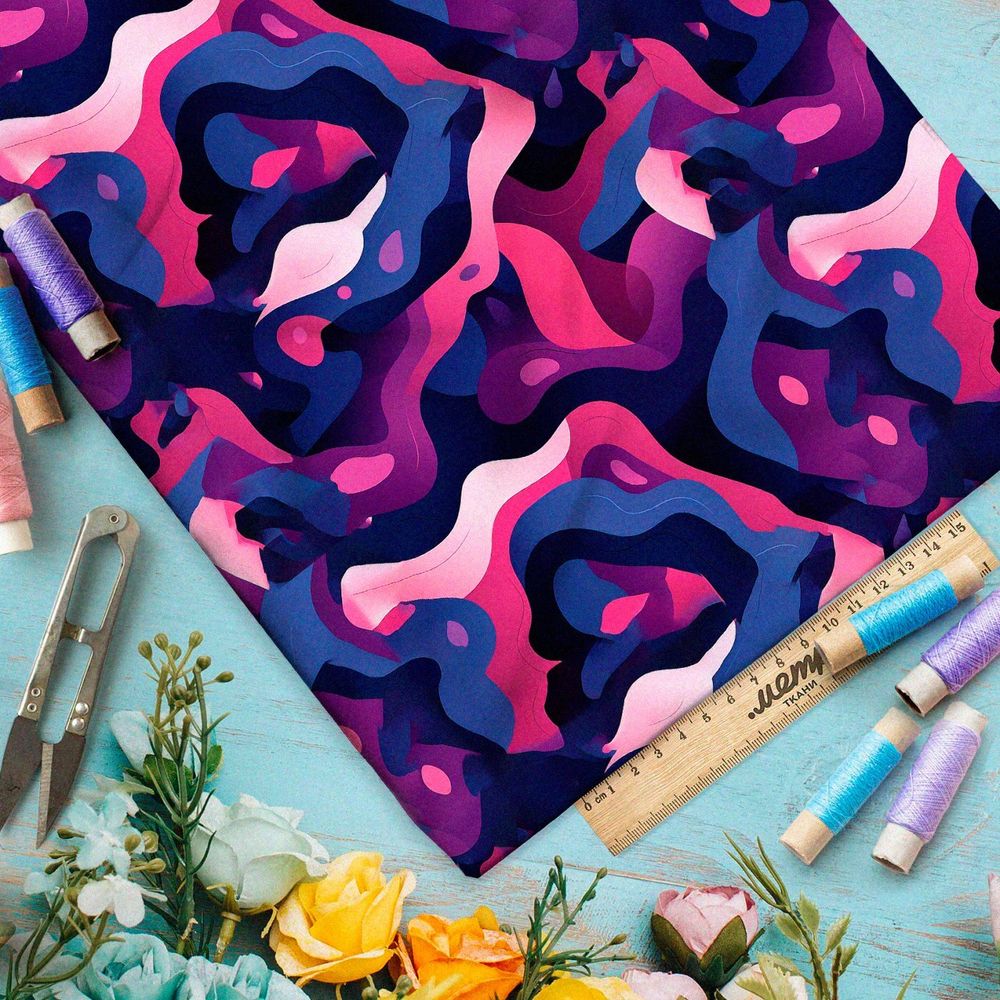 Ткань премиум шелк искусственный Армани абстрактный хор