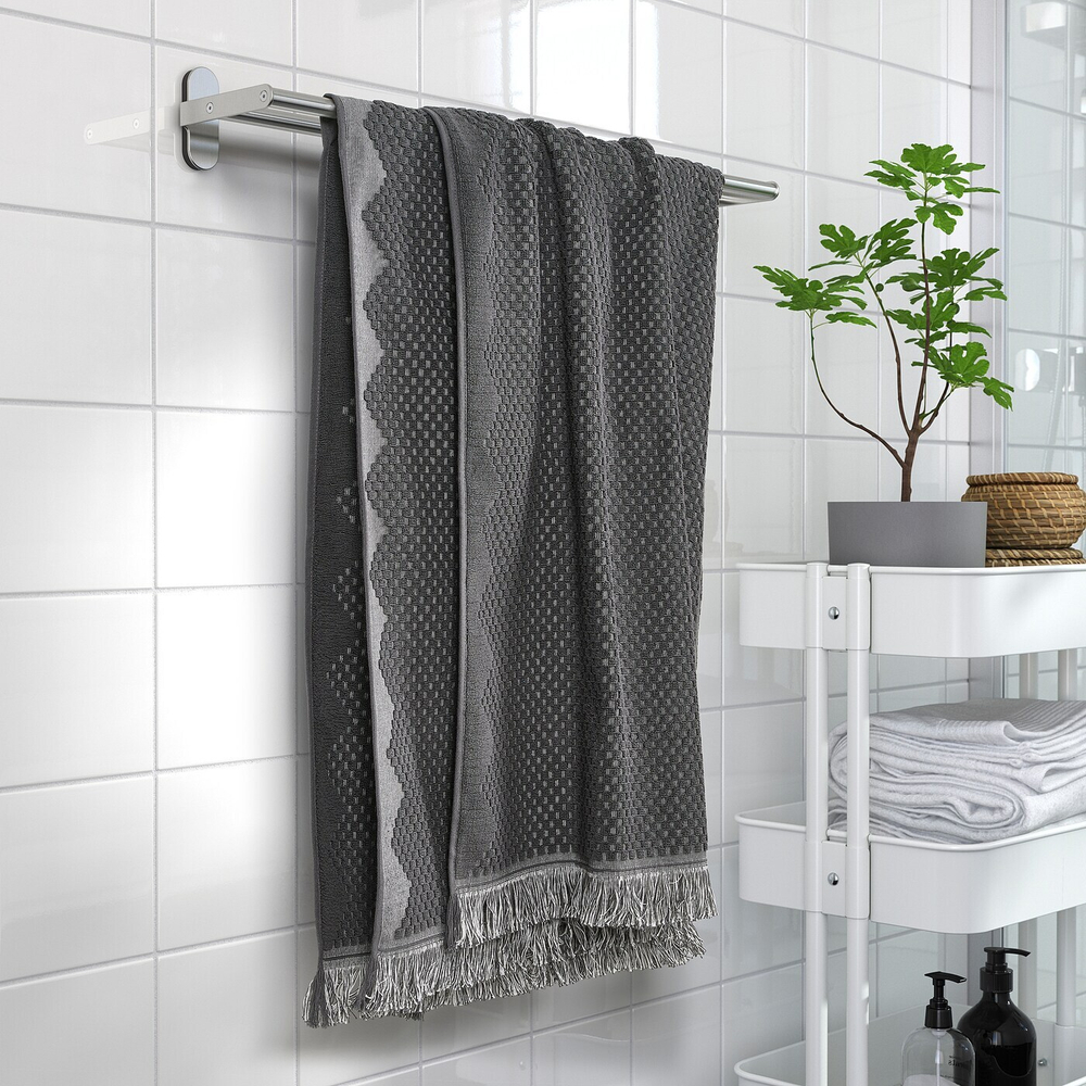 IKEA FJÄLLSTARR  (ИКЕА ФЙÄЛЛСТАРР)  -  Полотенце банное, темно-серое, 100x150 см