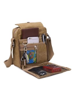 Сумка мужская через плечо, коричневая, размеры 22х19х8см (35350770299)