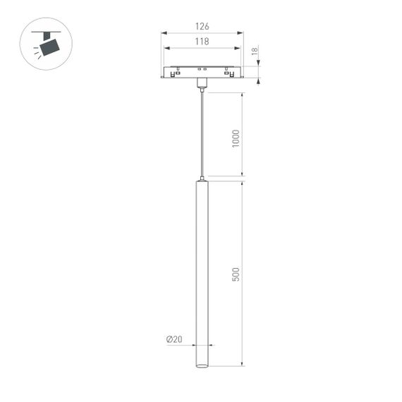 Трековый светодиодный светильник Arlight Mag-Orient-Spot-Hang-L500-R20-3W Day4000 044505