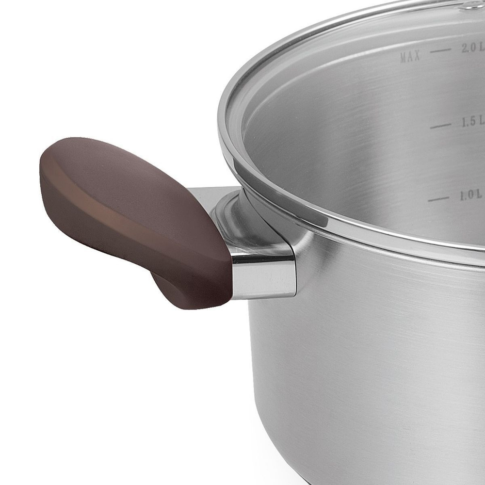 Кастрюля нерж, 4.8 л, с крыш, крышка стекло, Rondell, Kortado, RDS-1110, индукц