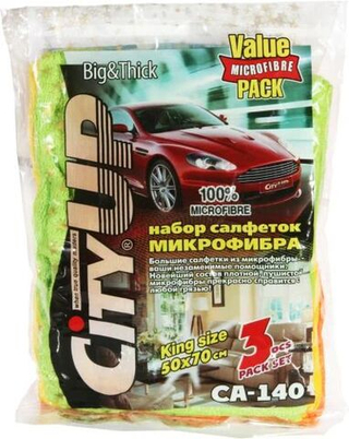 Салфетка микрофибра "City UP-140"Big&Thick (3шт) 50х70см
