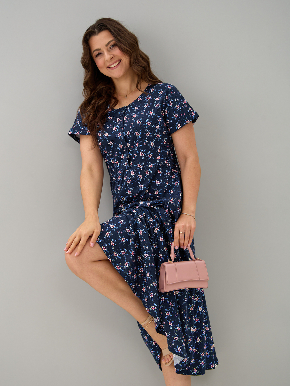 Платье П-032/синий-цветыветочка