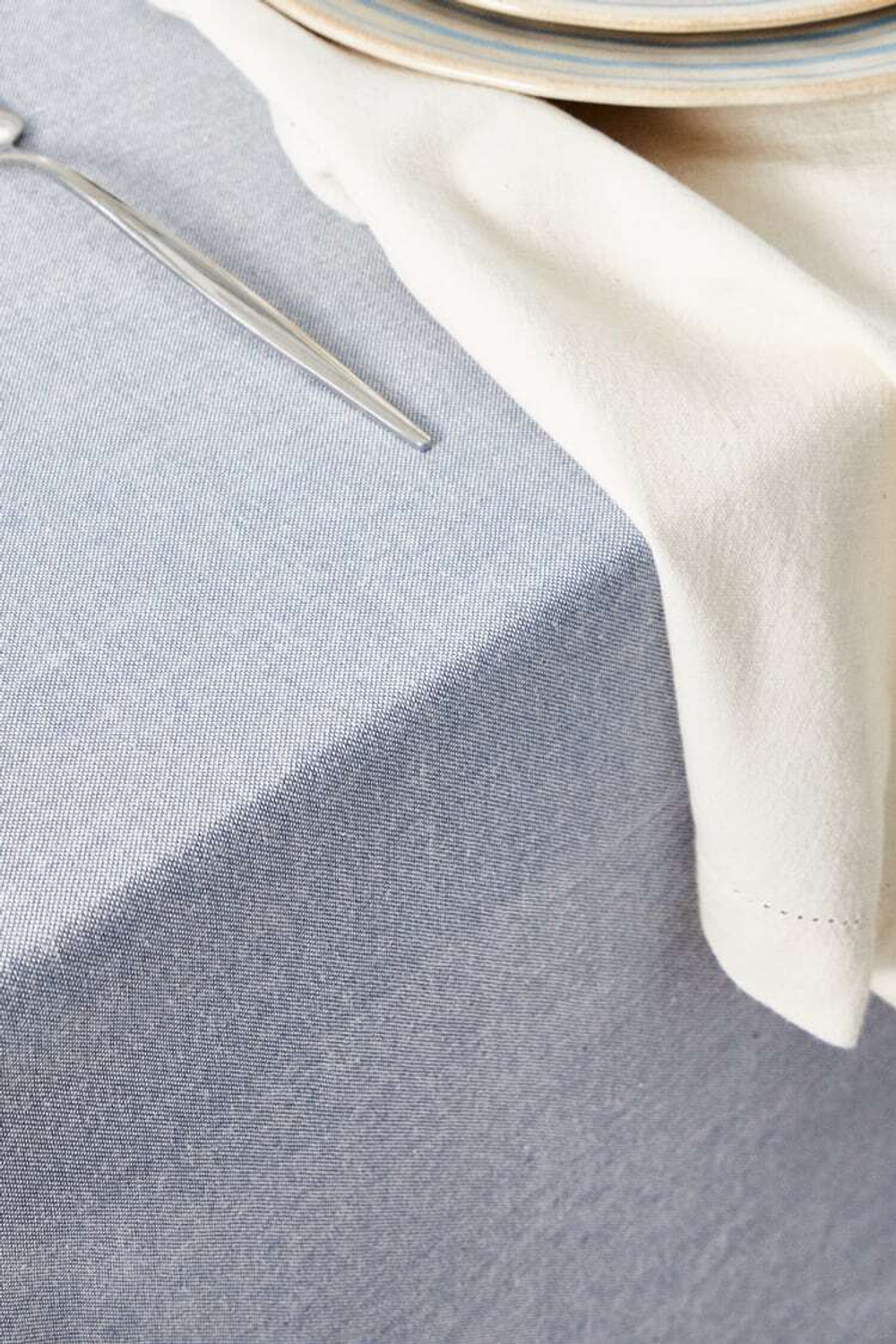 ZARA HOME СКАТЕРТЬ С ЗУБЧАТЫМИ КРАЯМИ, СИНИЙ