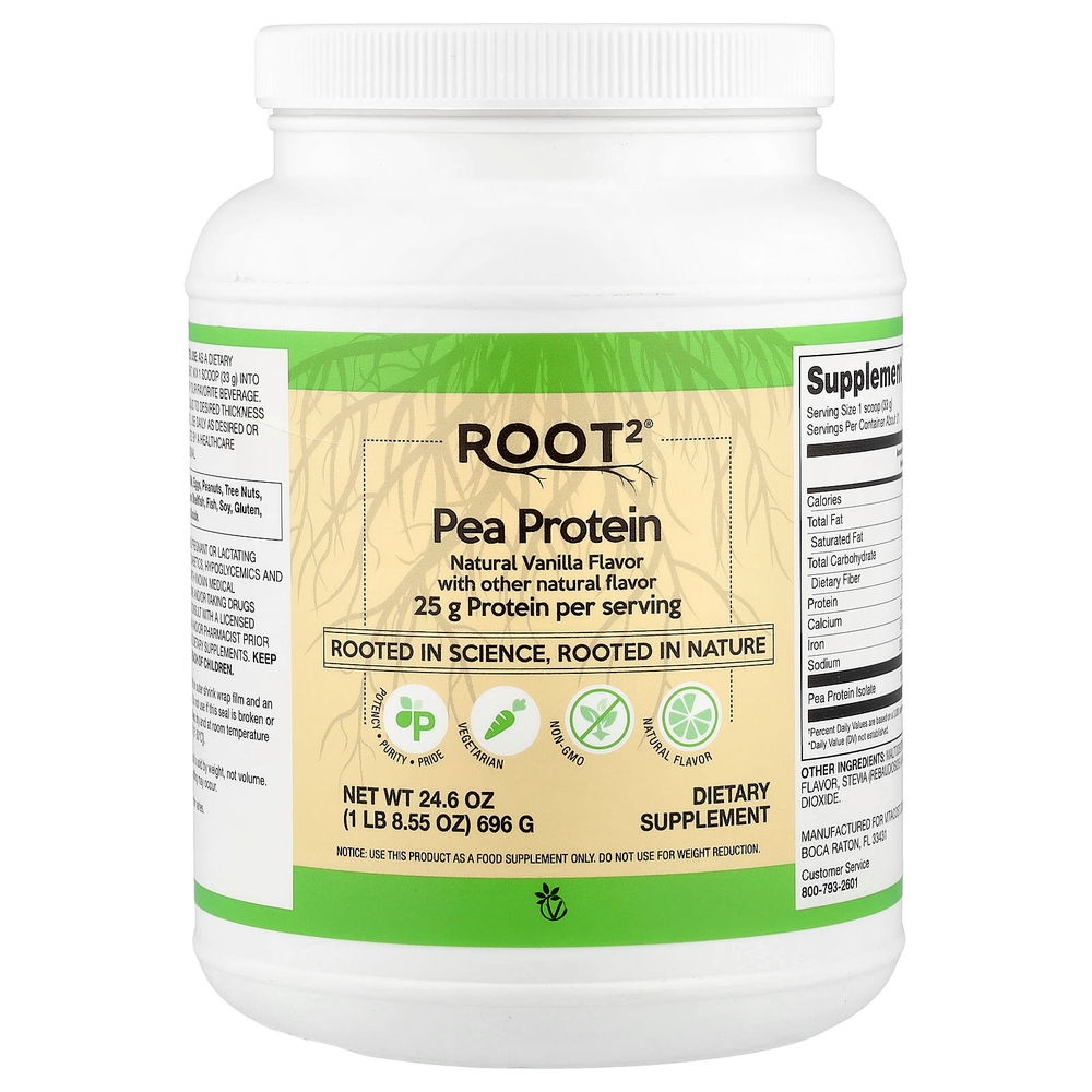 Vitacost, Root2®, Pea Protein, Natural Vanilla, 1 lb 8.55 oz (696 g)