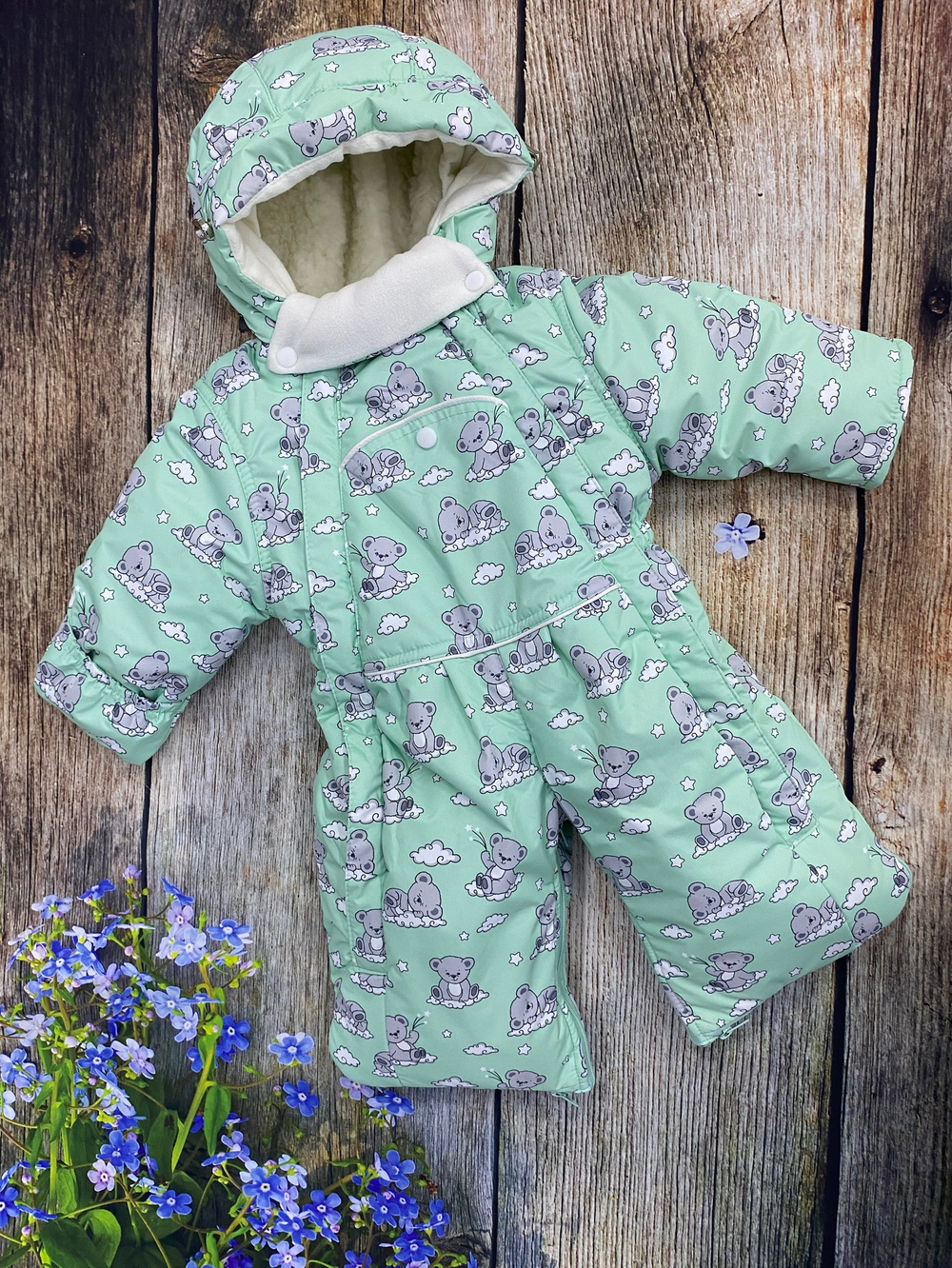 Комбинезон-трасформер детский 2в1 "Мишутка" , модель: 72-18 (Цвет: Песочный, Размер: 80)