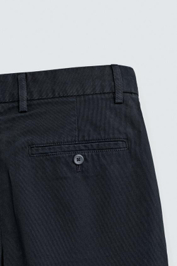 ZARA БРЮКИ STRAIGHT FIT ИЗ ТКАНИ С УЗОРОМ, МОРСКОЙ СИНИЙ