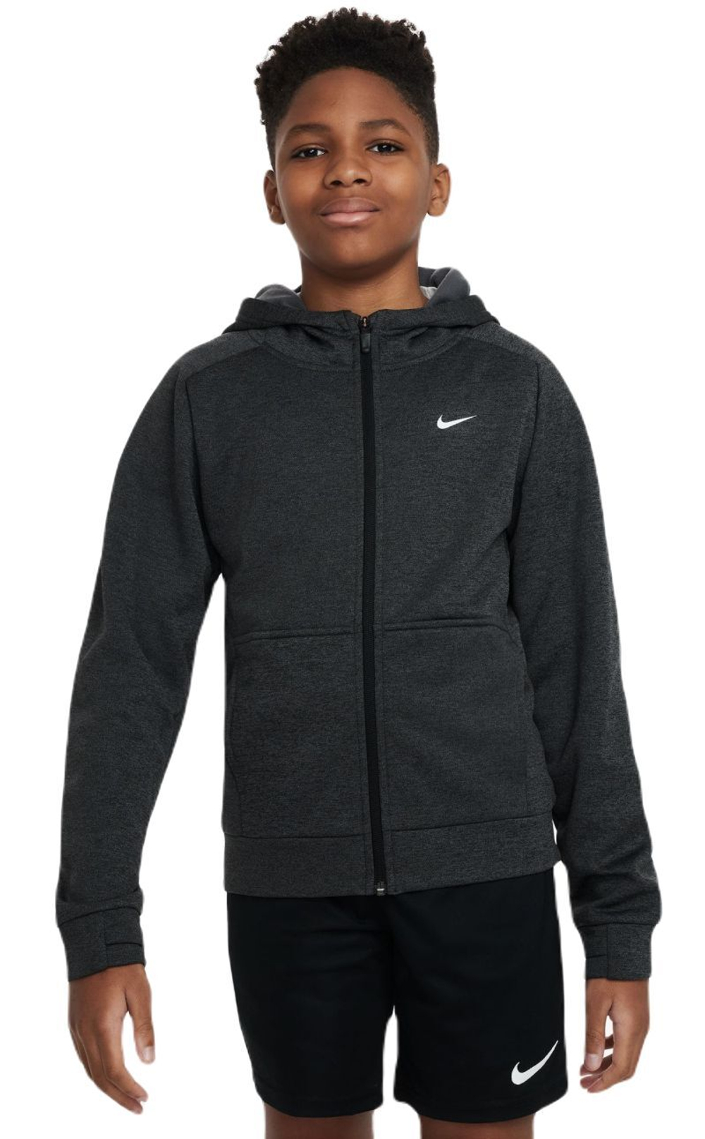 Кофта для мальчика теннисная Nike Therma-FIT Multi+ Full-Zip Training Hoodie - черный