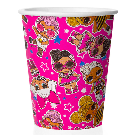 Стаканы (250 мл) Кукла ЛОЛ (LOL), Модные подружки, Розовый, 6 шт.