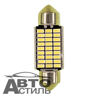 Светодиод 12V T11x41 27SMD 2016 WHITE CAN (SJ2016 4127)1.6W (БИ) (салон)(бл2ш) радиат, желт фон "PA"