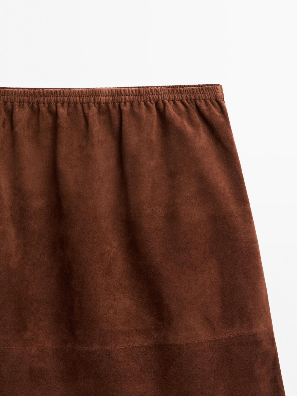 Massimo Dutti Замшевая юбка прямого кроя, коричневый