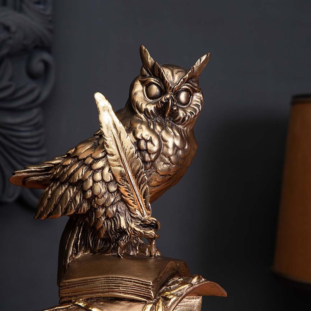 Часы настольные Ученый филин Бронза