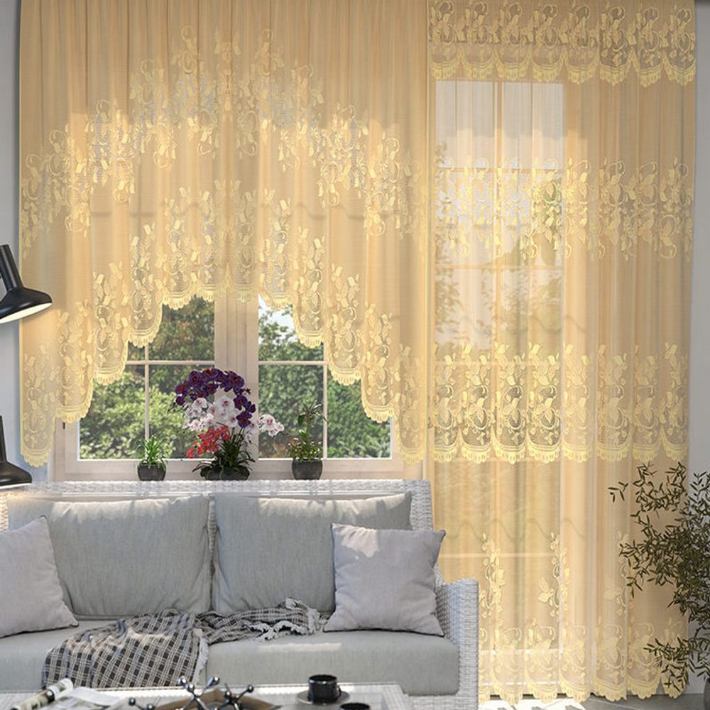 Комплект из двух занавесок "Л. А415РК", цвет лён, Беларусь. Комплект из двух занавесок "Л. А415РК", цвет лён, Беларусь.