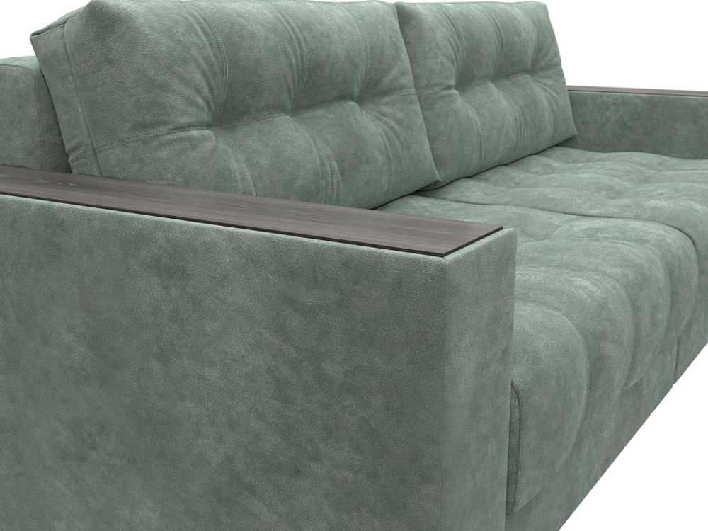 Диван прямой с декором Лига-049 НПБ, BRUT 08 ВЕЛЮР зеленый