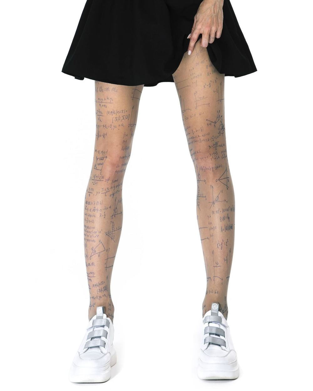 Колготки +size с принтом в виде формул, вычислений и схем (Размер: XL-XXL) (Цвет: бежевый)