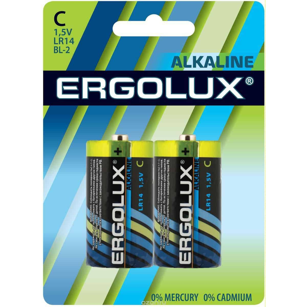 Батарейка LR 14/2BL Ergolux Alcaline (2шт/уп.)