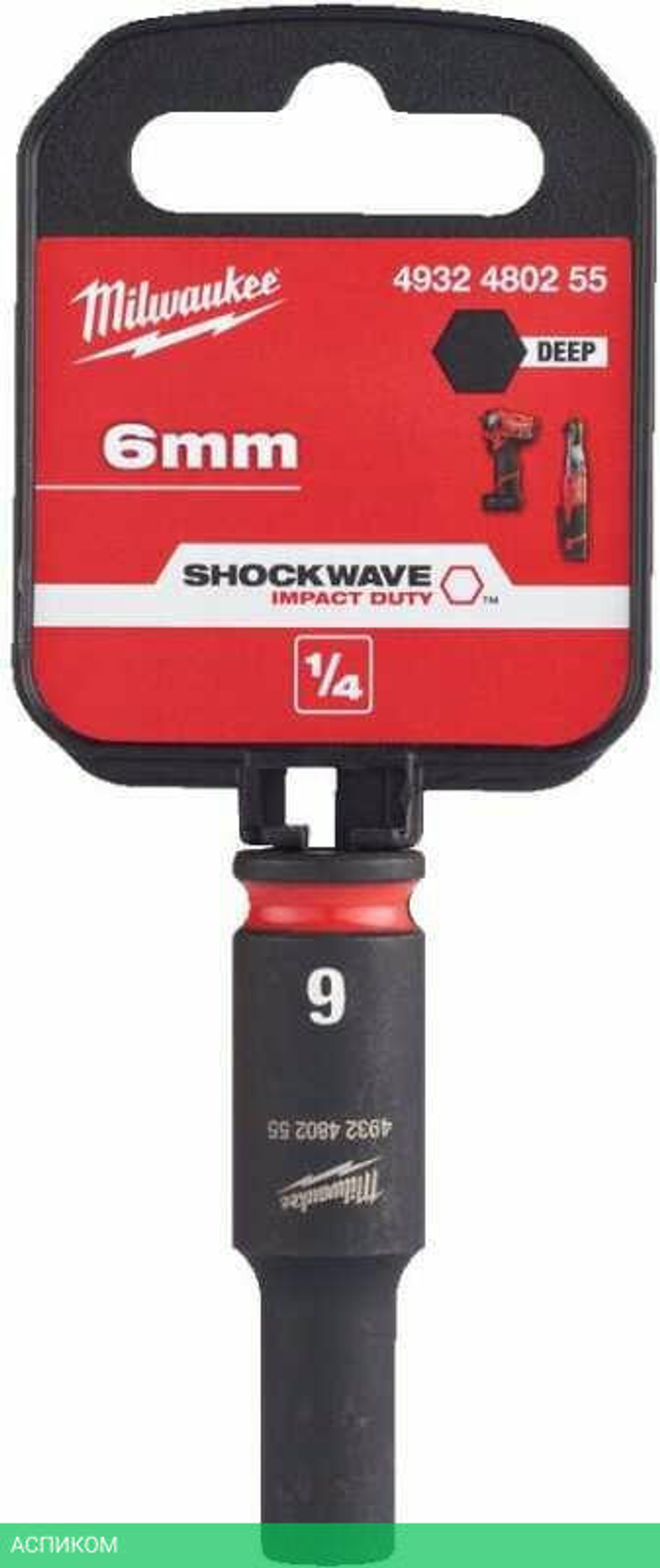 Головка ударная Milwaukee Shockwave 1/4" 6мм (4932480255)