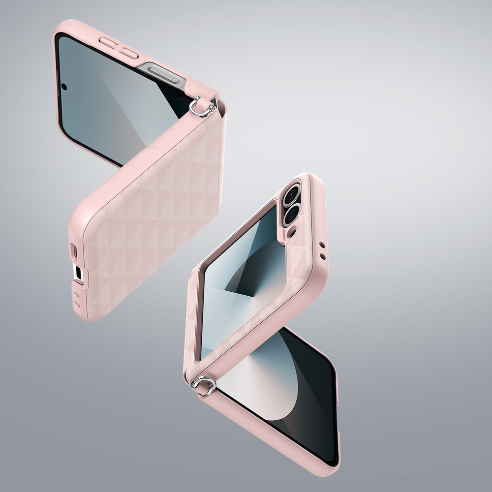Складной чехол-книжка розового цвета от Dux Ducis для Samsung Z Flip 6, серия Fitt Series Case