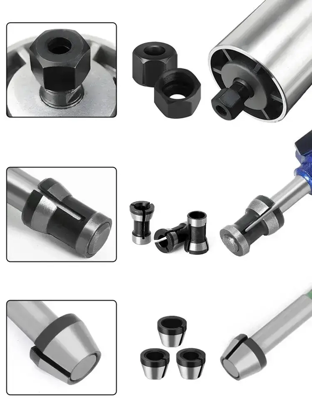 YICITY Цанга для фрезера 8 мм / 6 мм / 6,35 мм, цанговый зажим для станка. 8 шт