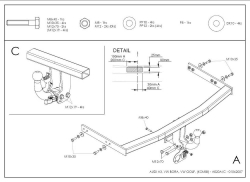 Фаркоп оцинкованный Galia A020A для Audi A3 1996-2003, VW Bora 1998-2005, VW Golf 1997-2003(паспорт и сертификат в комплекте)(без электрики)