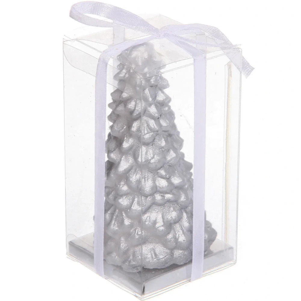 Свеча новогодняя «Сказочная ель» 5,5х10 см, серебро