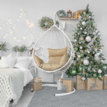 Подвесное кресло-кокон SEVILLA RELAX белое, бежевая подушка (Laura Outdoor)