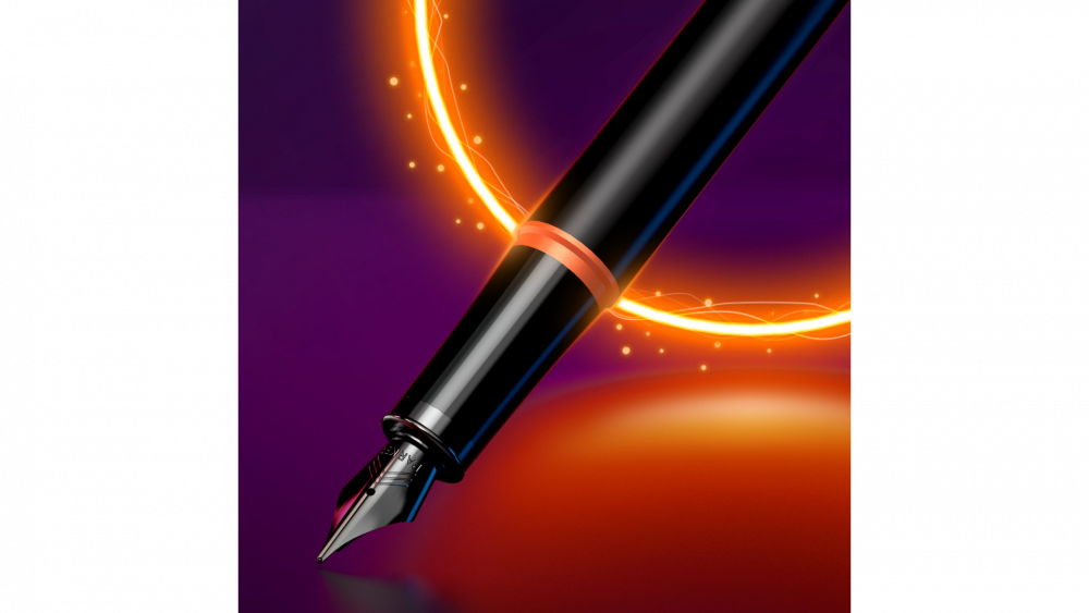 Перьевая ручка Parker IM Vibrant Rings Flame Orange, перо:F/M, цвет чернил: blue, в подарочной упаковке.