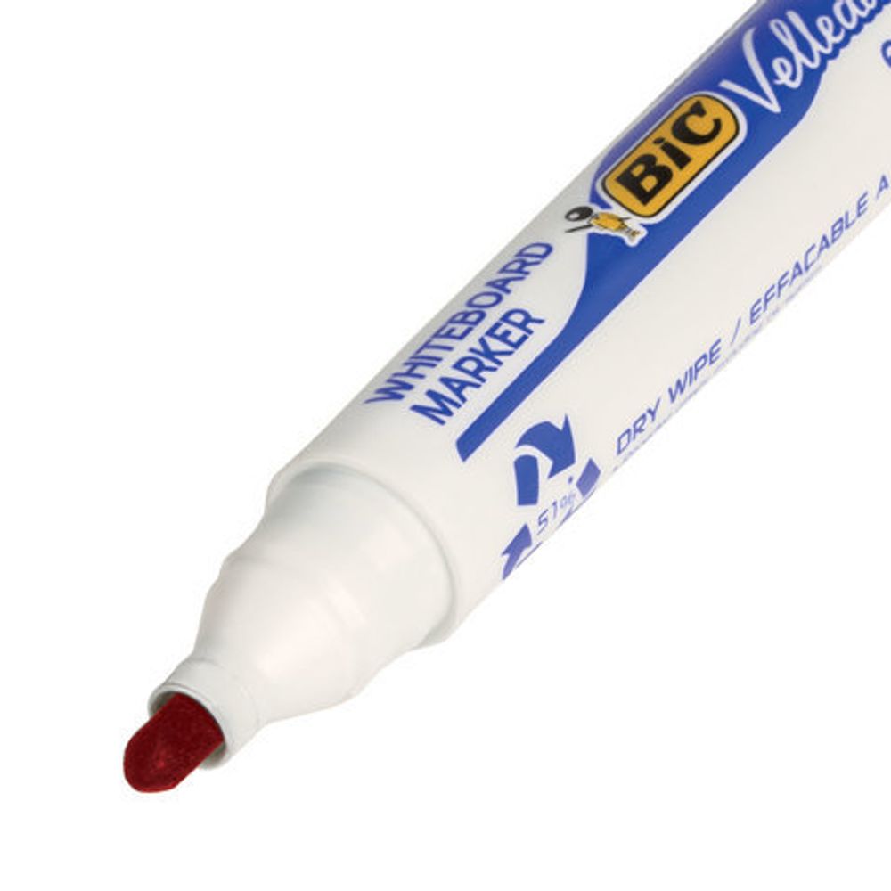Маркер стираемый для белой доски КРАСНЫЙ, BIC "Velleda", 1,4-5 мм, эргономичный корпус, 904939