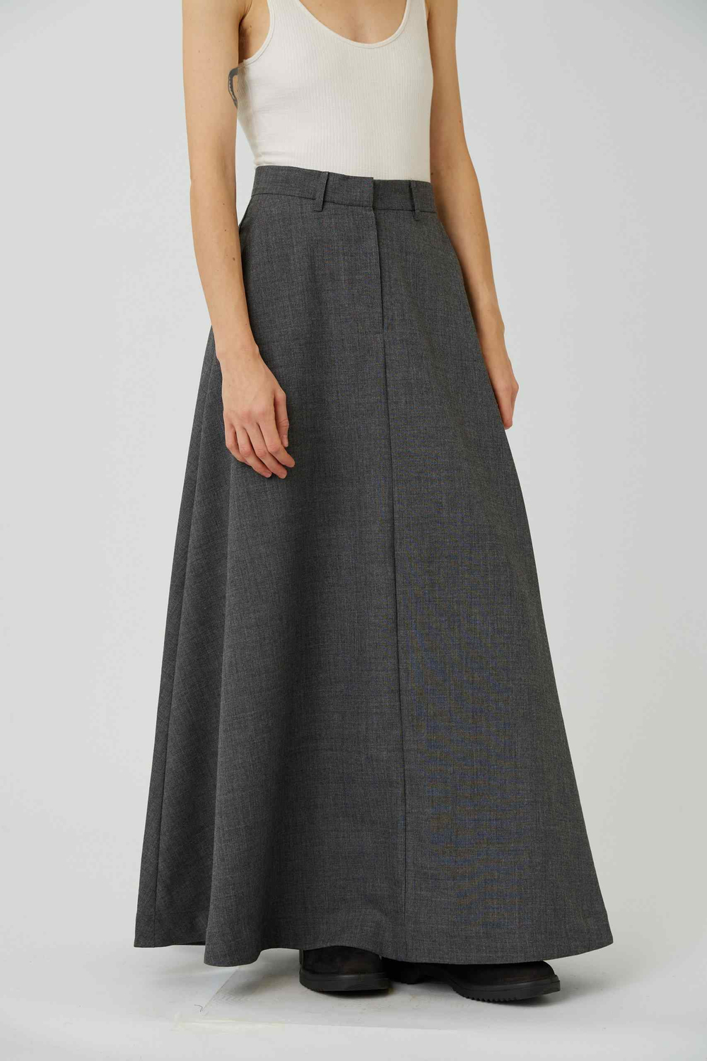 Юбка макси из серой шерсти