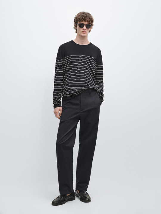 Massimo Dutti Брюки Barrel Fit приталенного кроя, темно-синий
