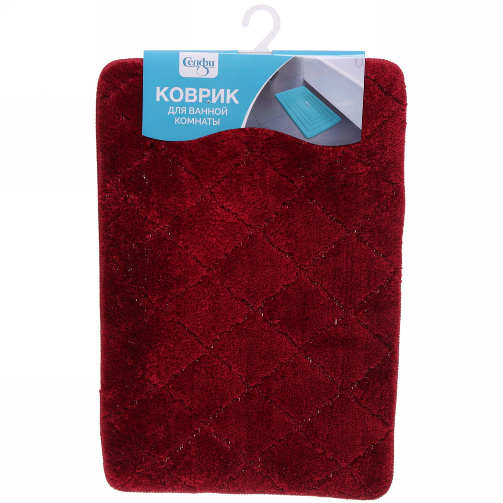 Коврик для ванной 40*60"Дора» бордовый