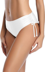 Белые женские плавки с утяжкой по бокам