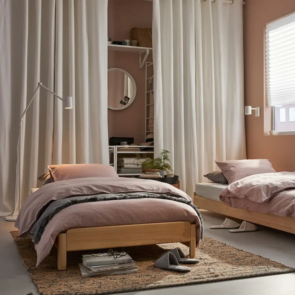 Складная кровать с 2 матрасами - IKEA UTÅKER/UTAKER, 200х80 см, матрас жесткий, сосна, УТОКЕР ИКЕА